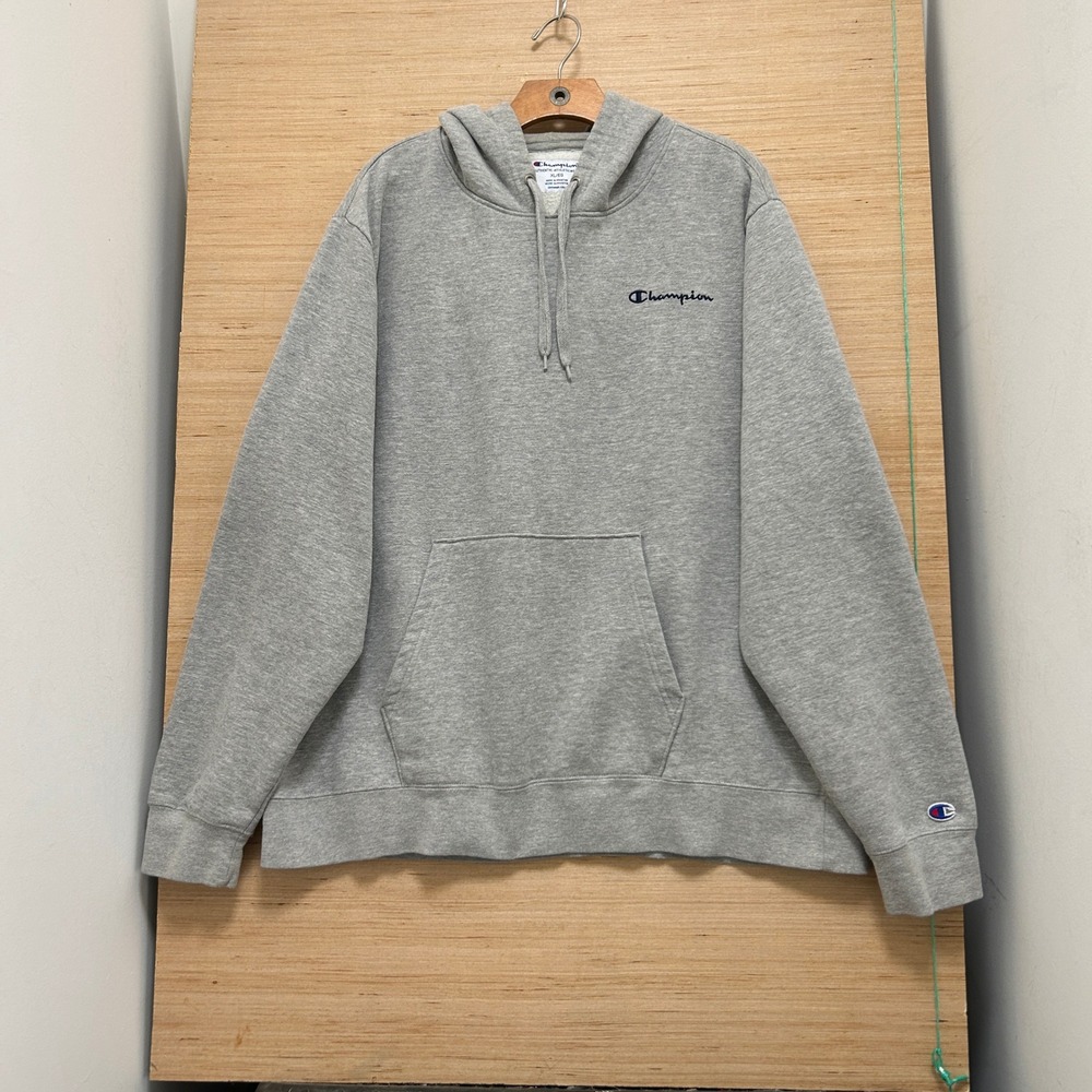 Champion Mens XL Heather Gray Authentic Athleticwear Script Logo Pullover Hoodie